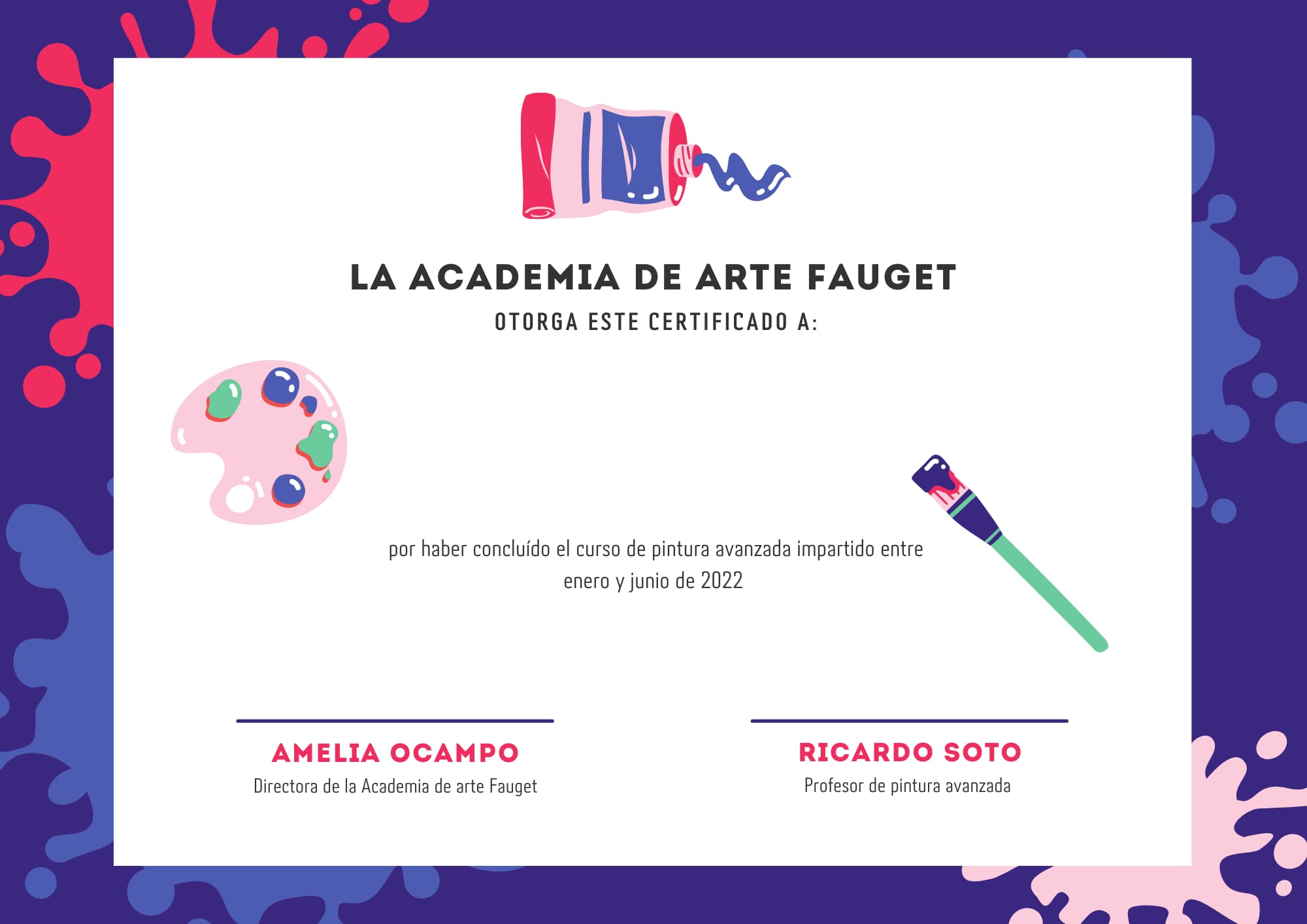 Certificado academia de arte curso de pintura