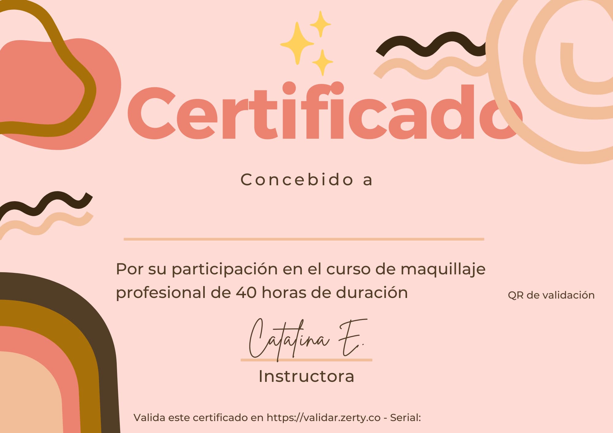 Diploma Certificado Curso Maquillaje Rosa 2